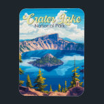 Crater Lake National Park Illustration Travel Art Magnet<br><div class="desc">Crater Lake vector artwork design. The park is in the Cascade Mountains of southern Oregon. It’s known for its namesake Crater Lake,  formed by the now-collapsed volcano,  Mount Mazama.</div>