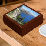 Crater Lake National Park Landscape Gift Box<br><div class="desc">Store trinkets,  jewelry and other small keepsakes in this wooden gift box with ceramic tile featuring a photo image of the sapphire blue lake in Crater Lake National Park,  Oregon. Select your gift box size and color. Makes a great travel souvenir!</div>