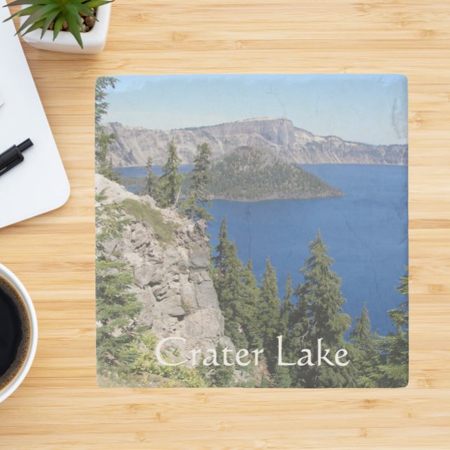 Crater Lake National Park Landscape Stone Coaster (In Situ)