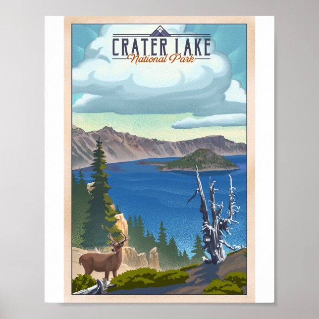 Crater Lake National Park Litho Artwork Poster (Front)