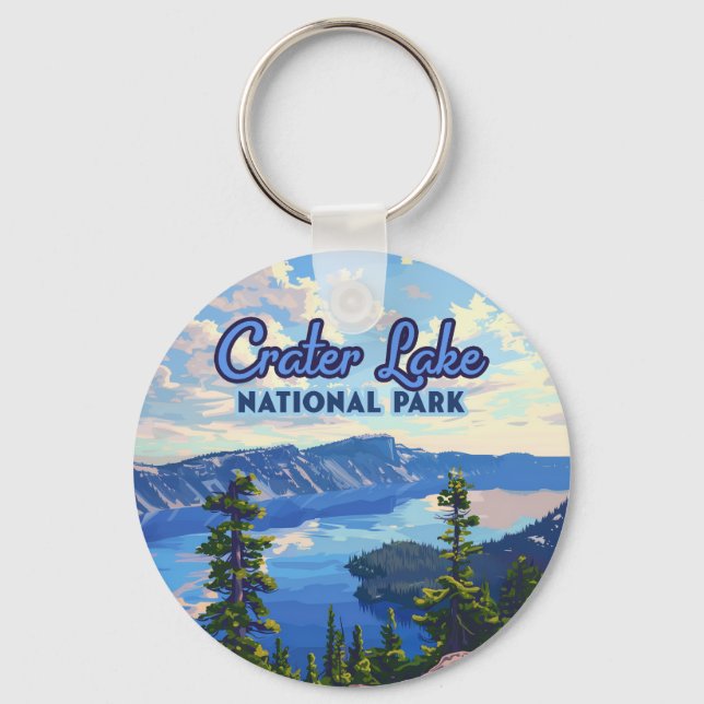 Crater Lake National Park Oregon Retro Keychain (Front)