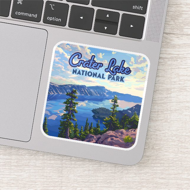 Crater Lake National Park Oregon Retro Sticker (Detail)