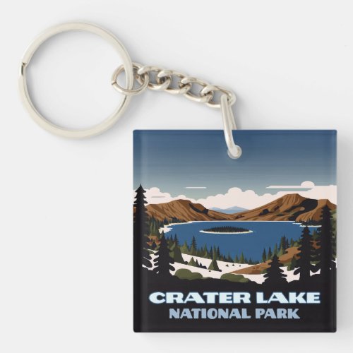 Crater Lake National Park Oregon Snow Keychain