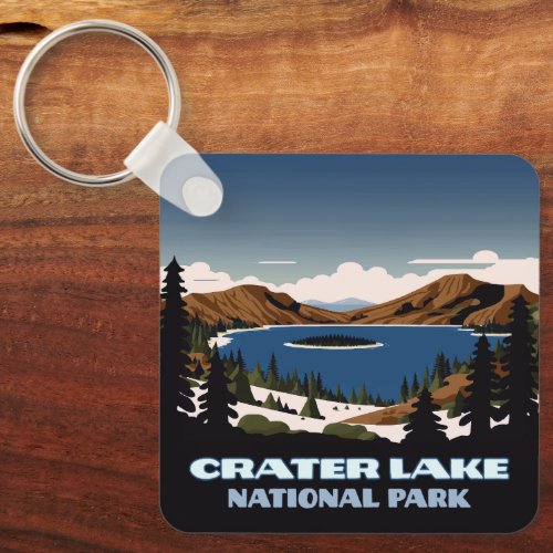 Crater Lake National Park Oregon Snow Keychain