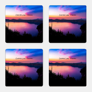 Crater Lake National Park Oregon Sunset Coaster Set