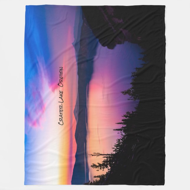 Crater Lake National Park Oregon Sunset Fleece Blanket (Front)