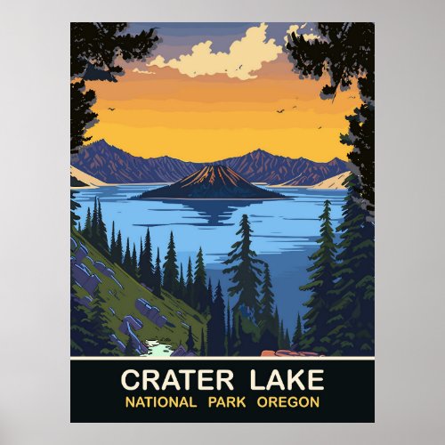 Crater Lake National Park Oregon Travel Poster