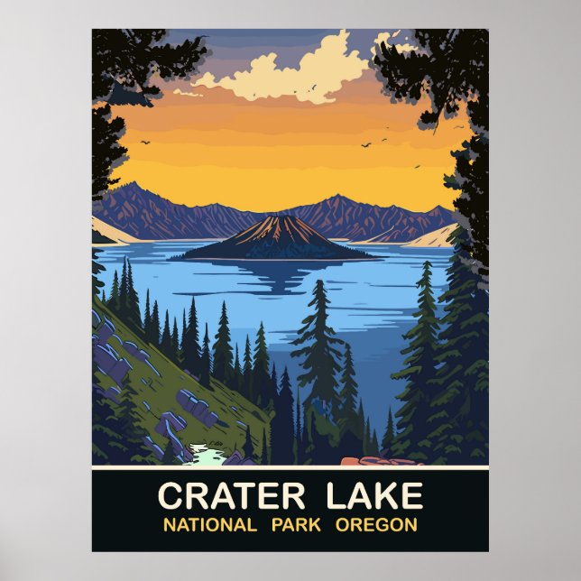 Crater Lake, National Park, Oregon, Travel Poster (Front)