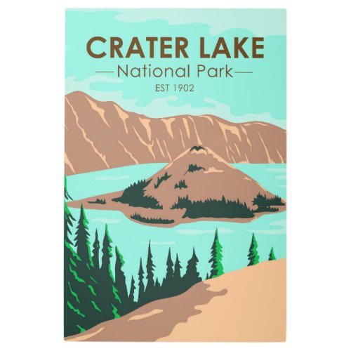  Crater Lake National Park Oregon Vintage Metal Print