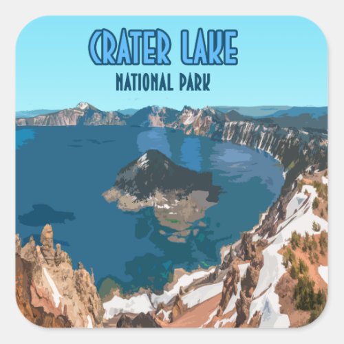 Crater Lake National Park Oregon Vintage Square Sticker