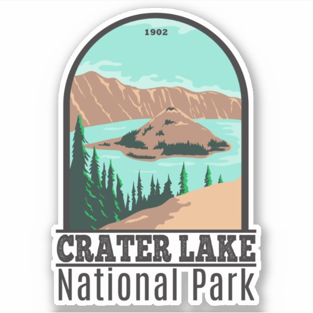 Crater Lake National Park Oregon Vintage Sticker (Front)
