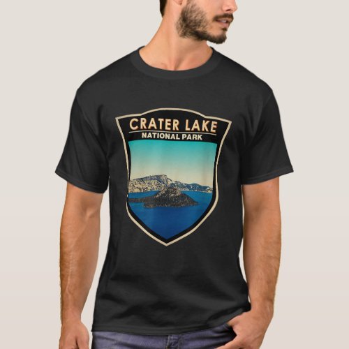 Crater Lake National Park Oregon Watercolor Art T_Shirt