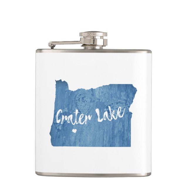 Crater Lake National Park Oregon Wood Grain Flask (Front)