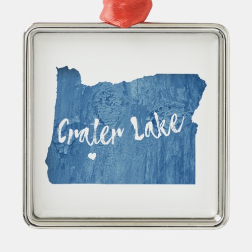 Crater Lake National Park Oregon Wood Grain Metal Ornament