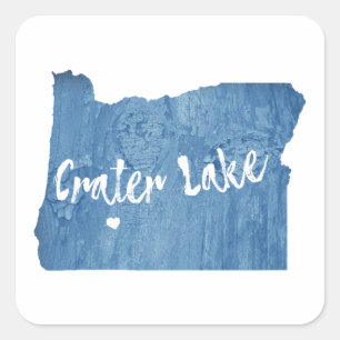 Crater Lake National Park Oregon Wood Grain Square Sticker
