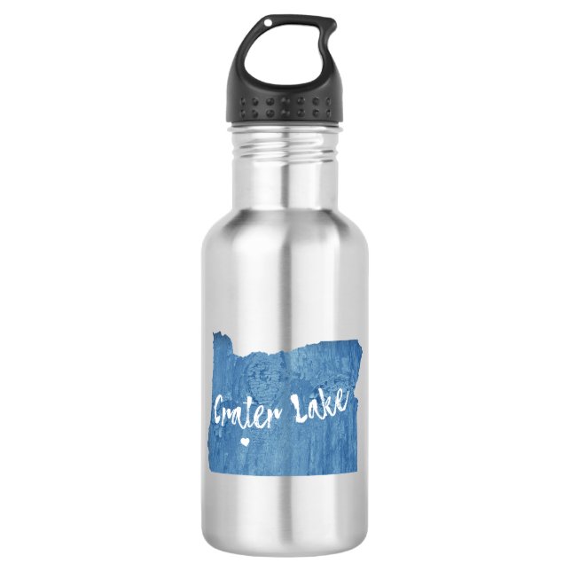 Crater Lake National Park Oregon Wood Grain Stainless Steel Water Bottle (Front)