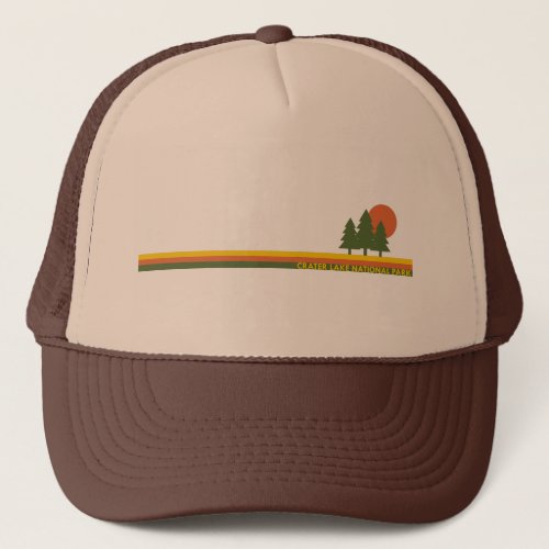 Crater Lake National Park Pine Trees Sun Trucker Hat