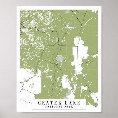 Crater Lake National Park Retro Street Map Poster