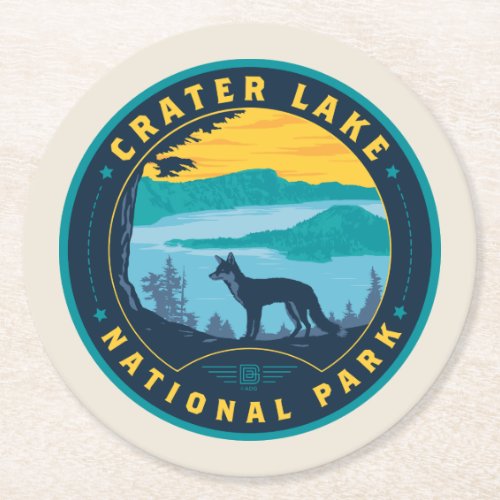 Crater Lake National Park Round Paper Coaster