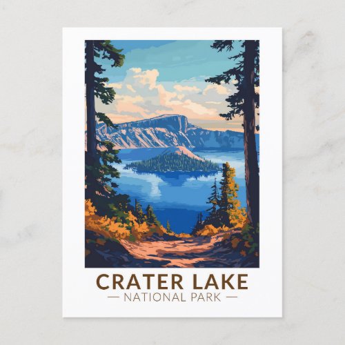 Crater Lake National Park Travel Art Vintage Postcard