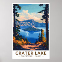 Crater Lake National Park Travel Art Vintage