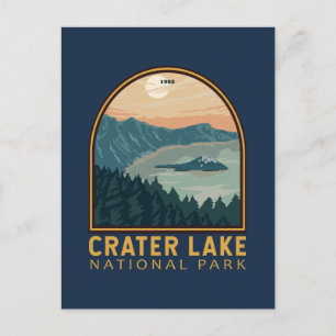 Crater Lake National Park Vintage Emblem Postcard