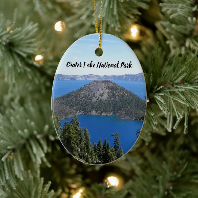 Crater Lake National Park Wizard Island Holiday Ceramic Ornament (Tree)