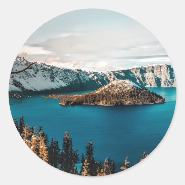 Crater Lake of Southern Oregon  Classic Round Sticker (Front)