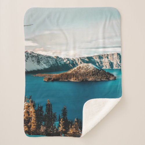 Crater Lake of Southern Oregon  Sherpa Blanket