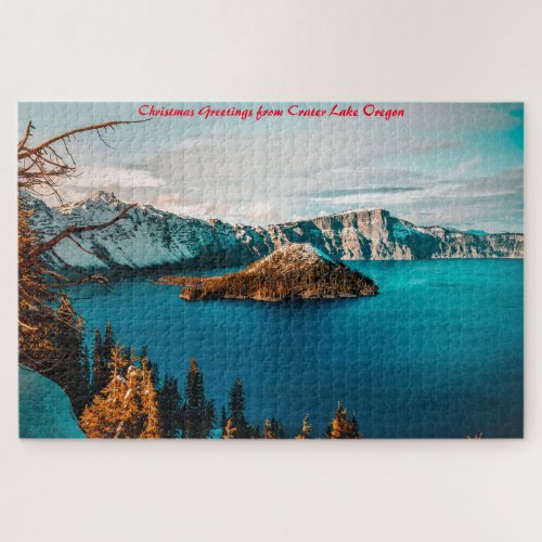 Crater Lake OregonChristmas Greetings Jigsaw Puzzle