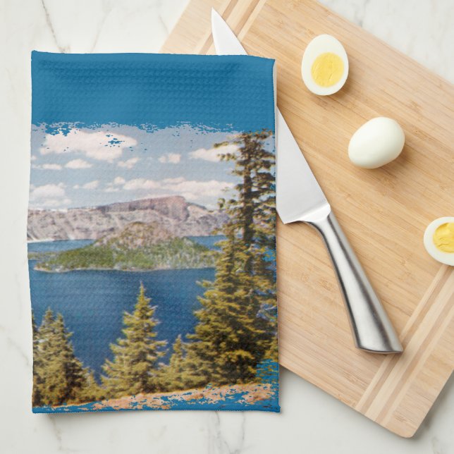 Crater Lake Oregon Kitchen Towel (Quarter Fold)