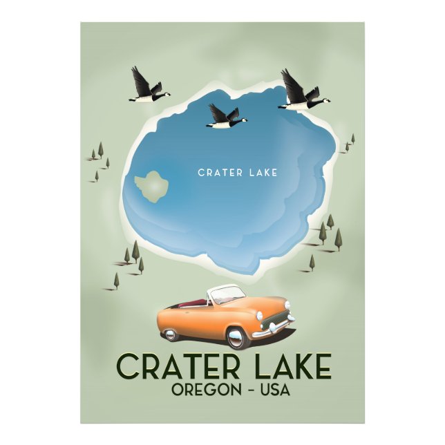 Crater Lake Oregon Travel map poster (Front)