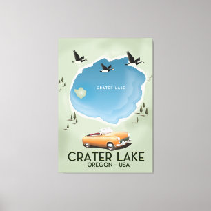 Crater Lake Oregon Travel map poster Canvas Print