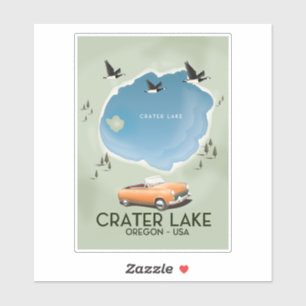 Crater Lake Oregon Travel map poster Sticker