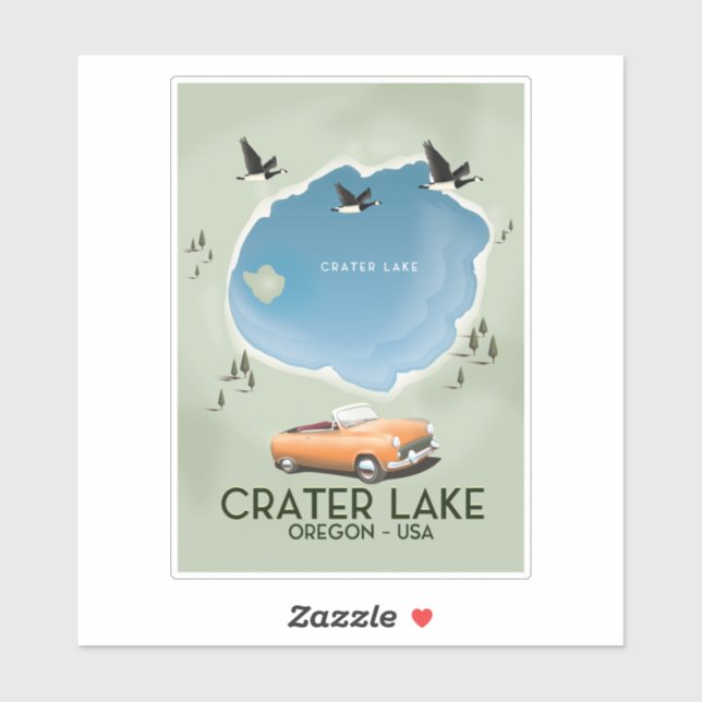 Crater Lake Oregon Travel map poster Sticker (Sheet)