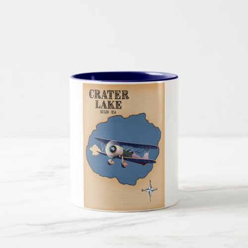 Crater Lake Oregon USA vintage map Two_Tone Coffee Mug