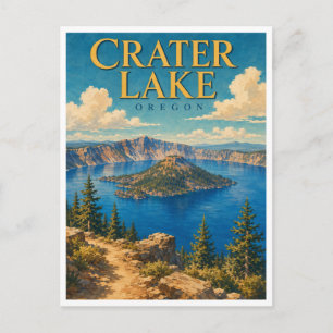 Crater Lake Oregon Wizard Island GeoSaga Postcard