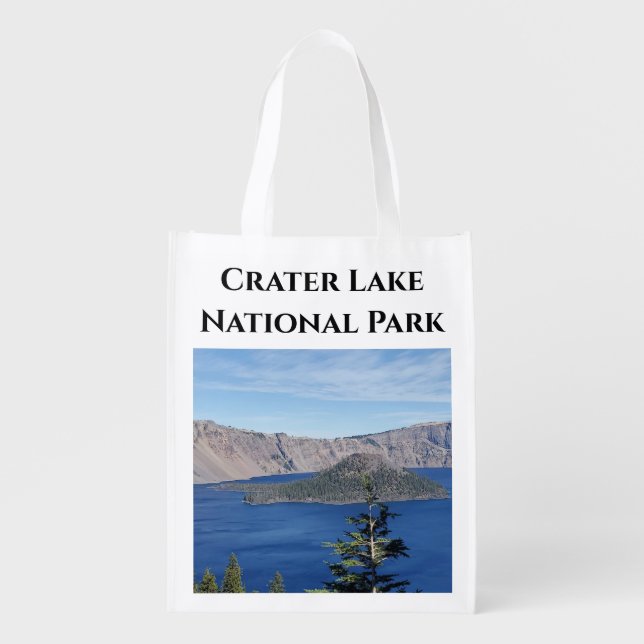 Crater Lake Photograph Grocery Bag (Front)