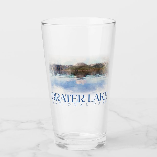 Crater Lake Pint Glass, National Park Tumbler (Front)