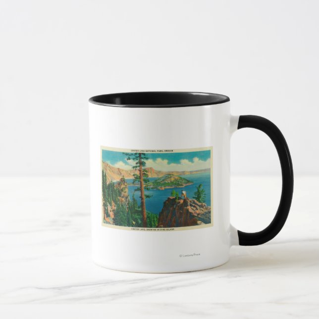 Crater Lake showing Wizard Island in distance Mug (Right)