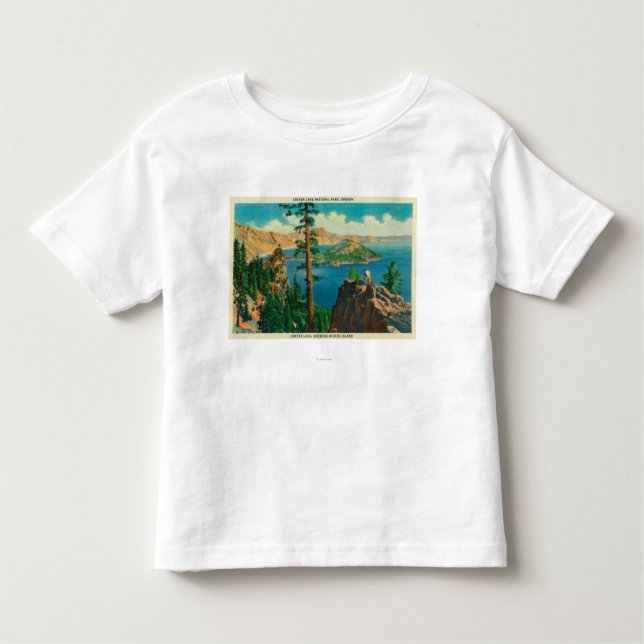 Crater Lake showing Wizard Island in distance Toddler T-shirt (Front)
