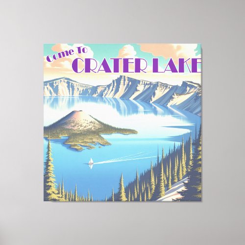 Crater Lake Vintage Poster Canvas Print