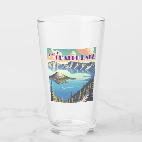 Crater Lake Vintage Poster Glass