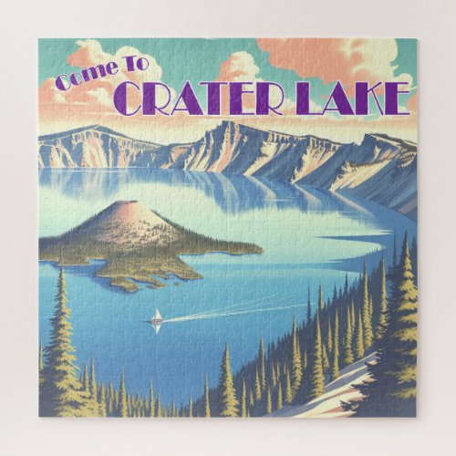 Crater Lake Vintage Poster Jigsaw Puzzle
