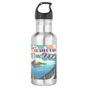 Crater Lake Vintage Poster Stainless Steel Water Bottle