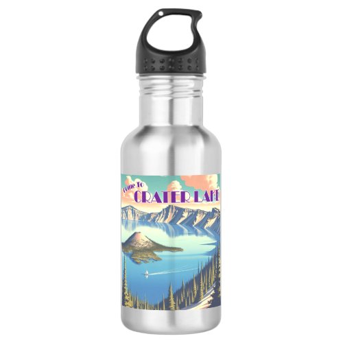 Crater Lake Vintage Poster Stainless Steel Water Bottle