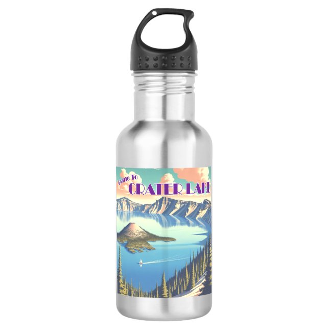 Crater Lake Vintage Poster Stainless Steel Water Bottle (Front)
