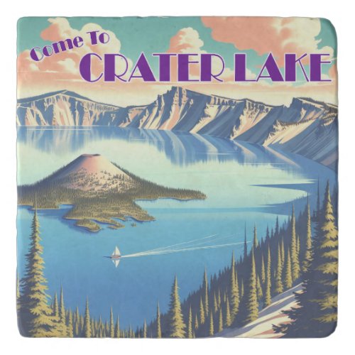 Crater Lake Vintage Poster Trivet