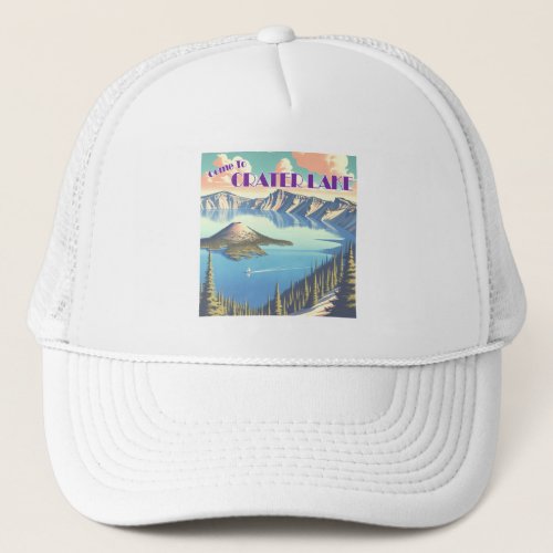 Crater Lake Vintage Poster Trucker Hat