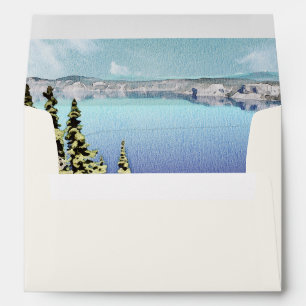 CRATER LAKE Watercolor Skyline Lake Destination E Envelope